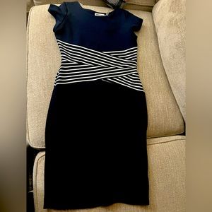 Color block Sheath Dress Navy and White